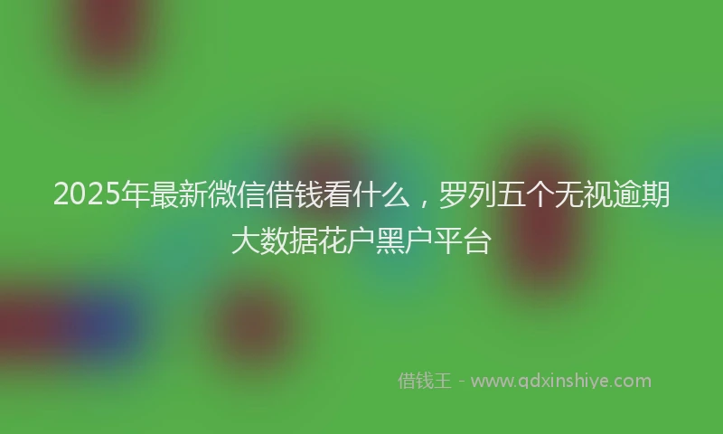 2025年最新微信借钱看什么，罗列五个无视逾期大数据花户黑户平台