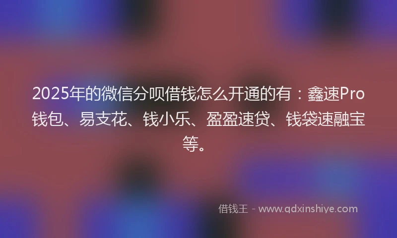 2025年的微信分呗借钱怎么开通的有：鑫速Pro钱包、易支花、钱小乐、盈盈速贷、钱袋速融宝等。