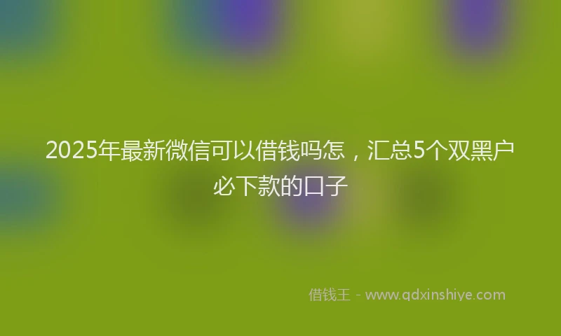2025年最新微信可以借钱吗怎，汇总5个双黑户必下款的口子