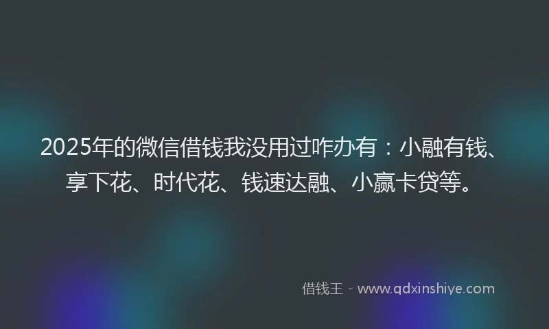 2025年的微信借钱我没用过咋办有：小融有钱、享下花、时代花、钱速达融、小赢卡贷等。