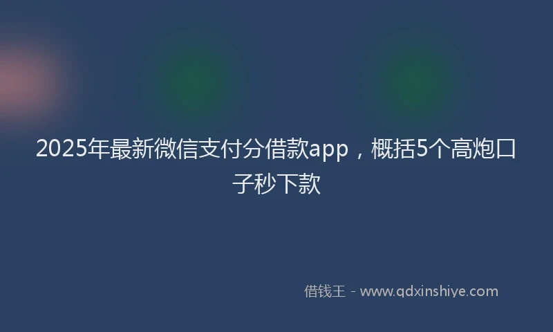2025年最新微信支付分借款app，概括5个高炮口子秒下款