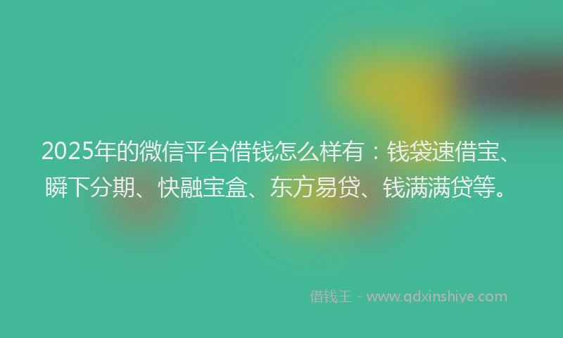 2025年的微信平台借钱怎么样有：钱袋速借宝、瞬下分期、快融宝盒、东方易贷、钱满满贷等。
