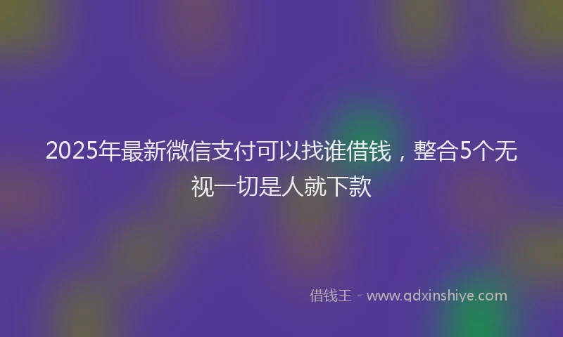 2025年最新微信支付可以找谁借钱，整合5个无视一切是人就下款