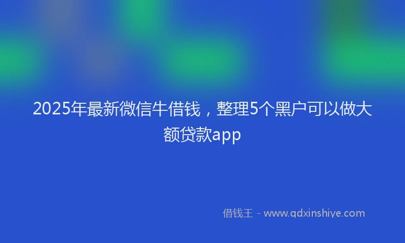 2025年最新微信牛借钱，整理5个黑户可以做大额贷款app
