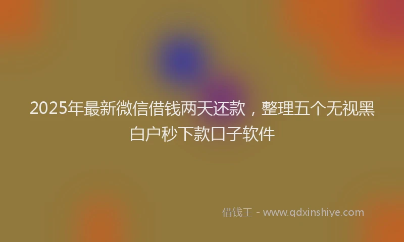 2025年最新微信借钱两天还款，整理五个无视黑白户秒下款口子软件