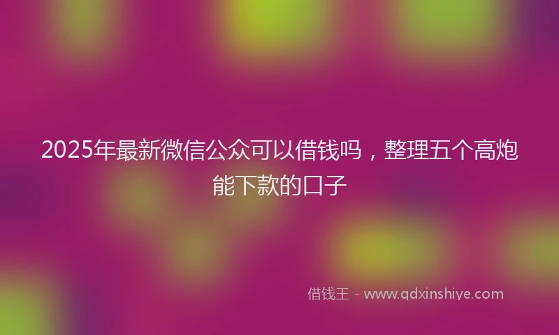 2025年最新微信公众可以借钱吗，整理五个高炮能下款的口子