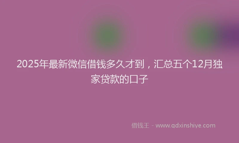 2025年最新微信借钱多久才到，汇总五个12月独家贷款的口子