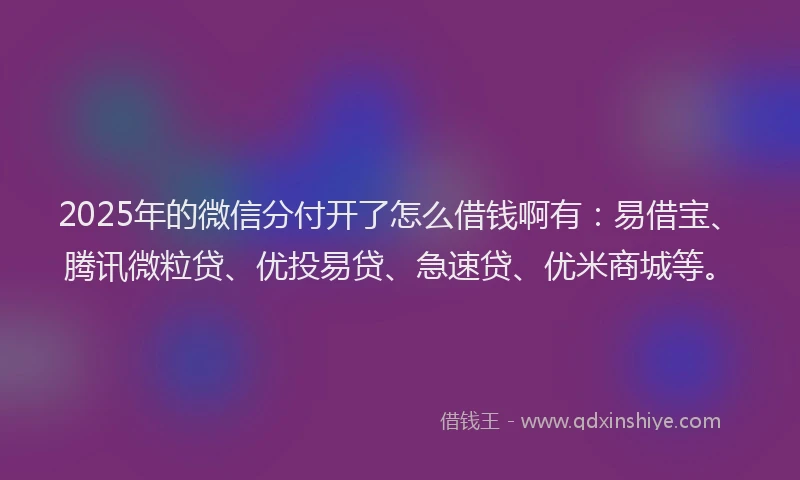 2025年的微信分付开了怎么借钱啊有：易借宝、腾讯微粒贷、优投易贷、急速贷、优米商城等。