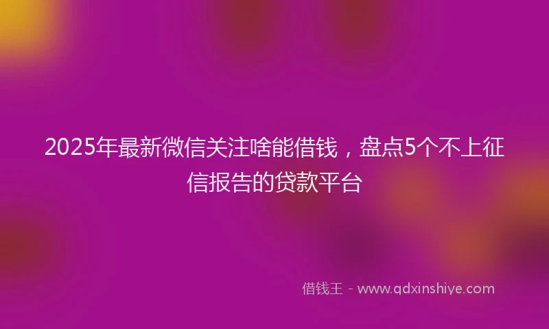 2025年最新微信关注啥能借钱，盘点5个不上征信报告的贷款平台