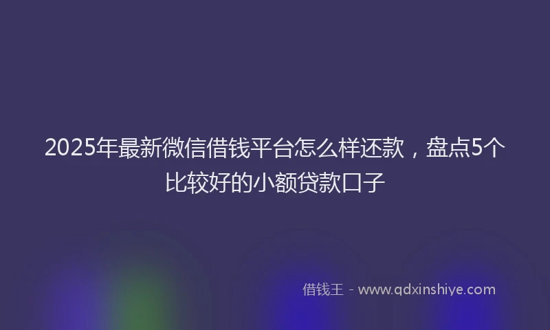 2025年最新微信借钱平台怎么样还款，盘点5个比较好的小额贷款口子