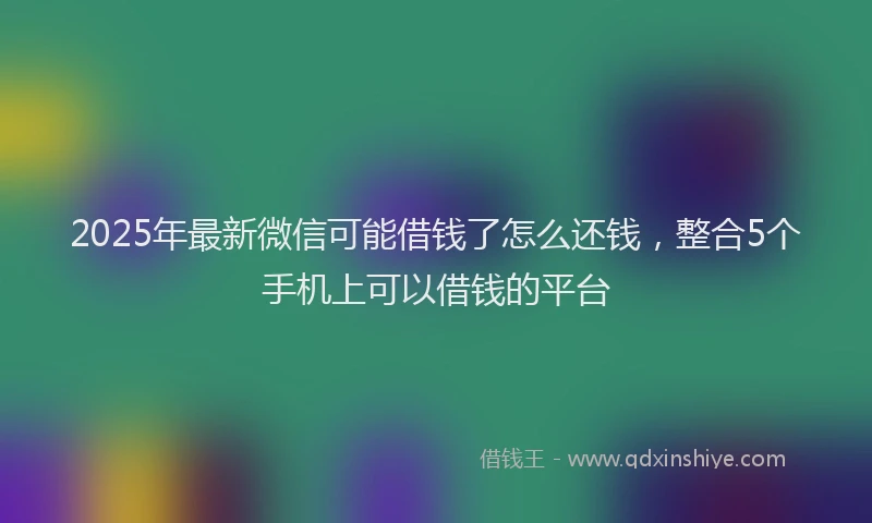 2025年最新微信可能借钱了怎么还钱，整合5个手机上可以借钱的平台