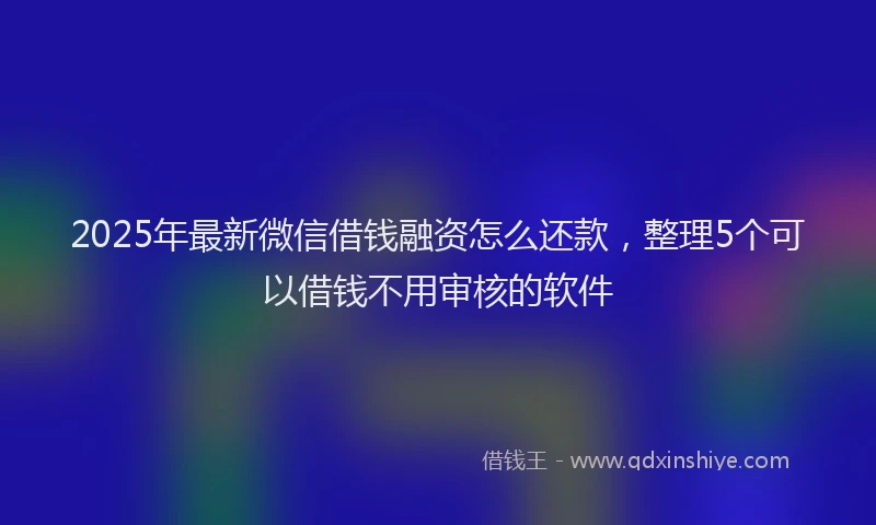 2025年最新微信借钱融资怎么还款，整理5个可以借钱不用审核的软件