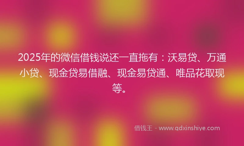 2025年的微信借钱说还一直拖有：沃易贷、万通小贷、现金贷易借融、现金易贷通、唯品花取现等。