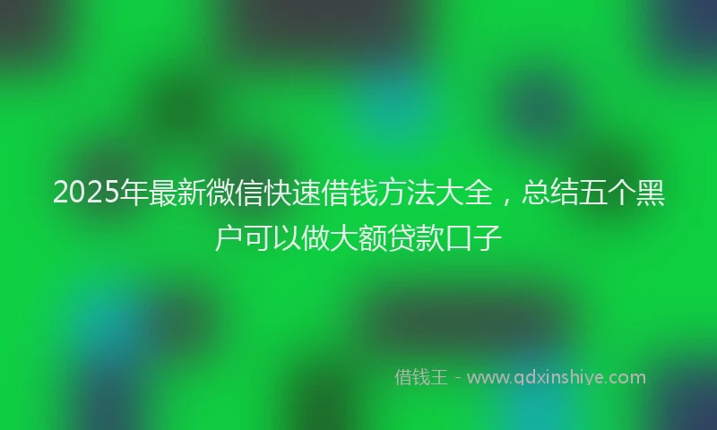 2025年最新微信快速借钱方法大全，总结五个黑户可以做大额贷款口子