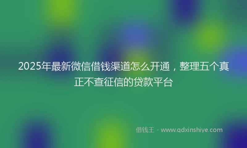 2025年最新微信借钱渠道怎么开通，整理五个真正不查征信的贷款平台