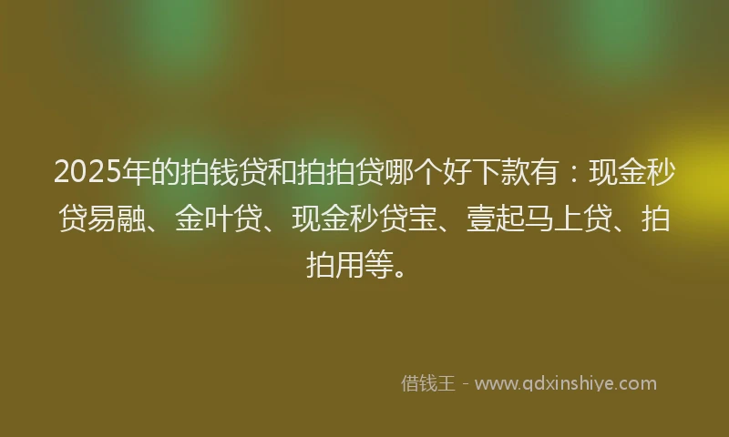 2025年的拍钱贷和拍拍贷哪个好下款有：现金秒贷易融、金叶贷、现金秒贷宝、壹起马上贷、拍拍用等。