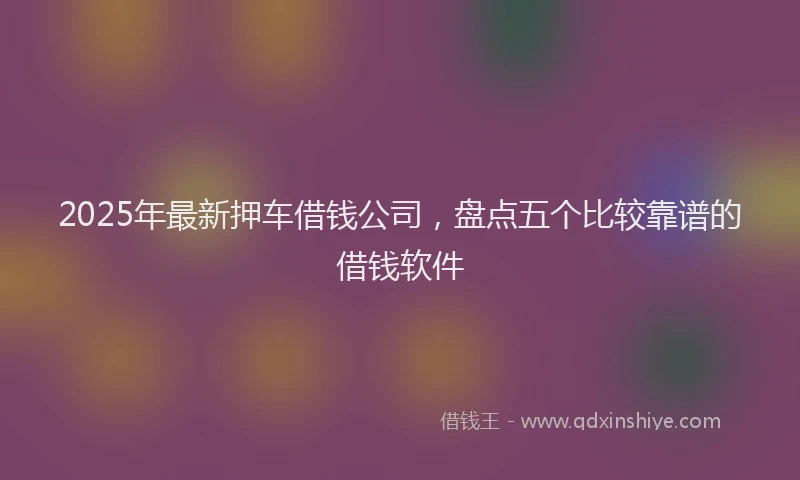 2025年最新押车借钱公司，盘点五个比较靠谱的借钱软件