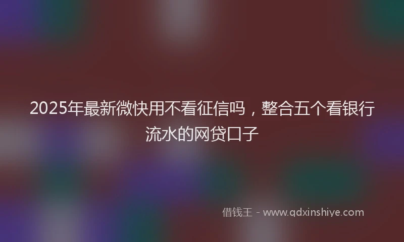 2025年最新微快用不看征信吗，整合五个看银行流水的网贷口子