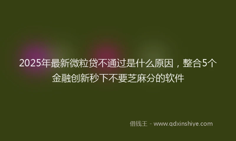2025年最新微粒贷不通过是什么原因，整合5个金融创新秒下不要芝麻分的软件