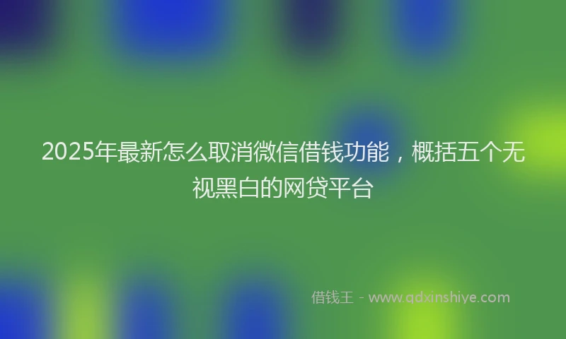2025年最新怎么取消微信借钱功能，概括五个无视黑白的网贷平台
