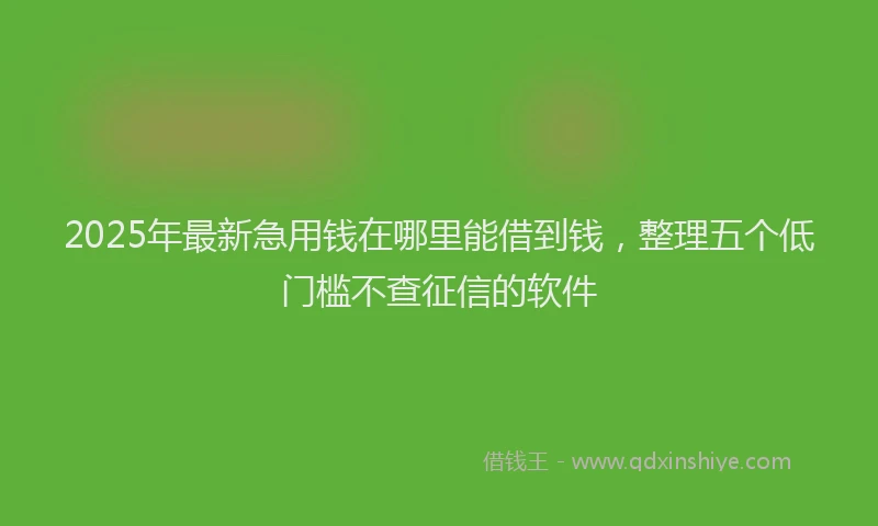 2025年最新急用钱在哪里能借到钱，整理五个低门槛不查征信的软件