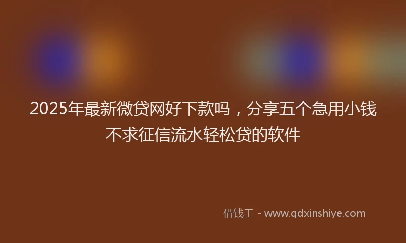 2025年最新微贷网好下款吗，分享五个急用小钱不求征信流水轻松贷的软件