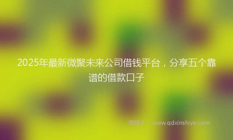 2025年最新微聚未来公司借钱平台，分享五个靠谱的借款口子