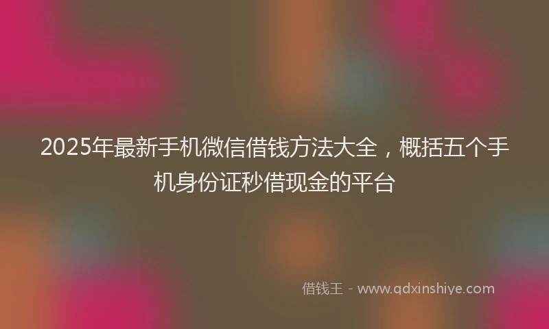 2025年最新手机微信借钱方法大全，概括五个手机身份证秒借现金的平台