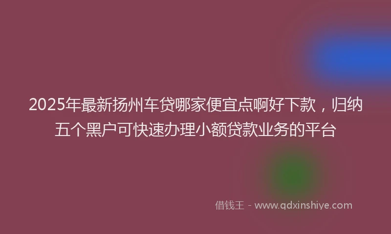 2025年最新扬州车贷哪家便宜点啊好下款，归纳五个黑户可快速办理小额贷款业务的平台