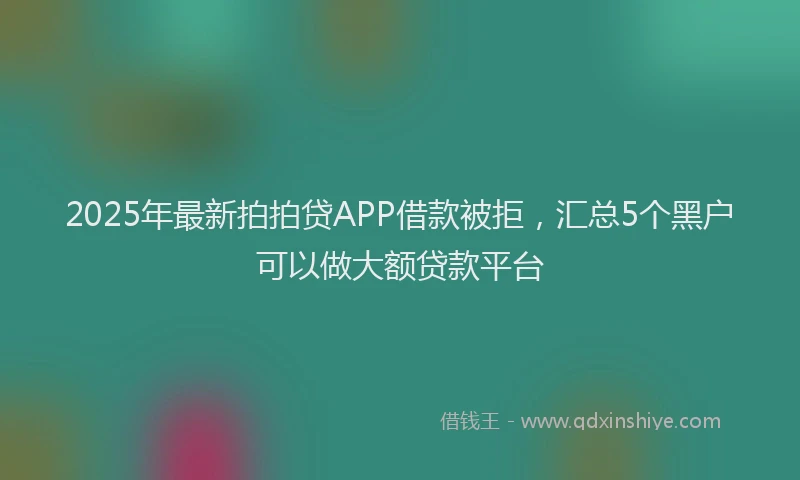 2025年最新拍拍贷APP借款被拒，汇总5个黑户可以做大额贷款平台