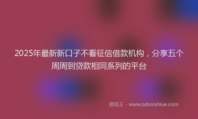 2025年最新新口子不看征信借款机构，分享五个周周到贷款相同系列的平台