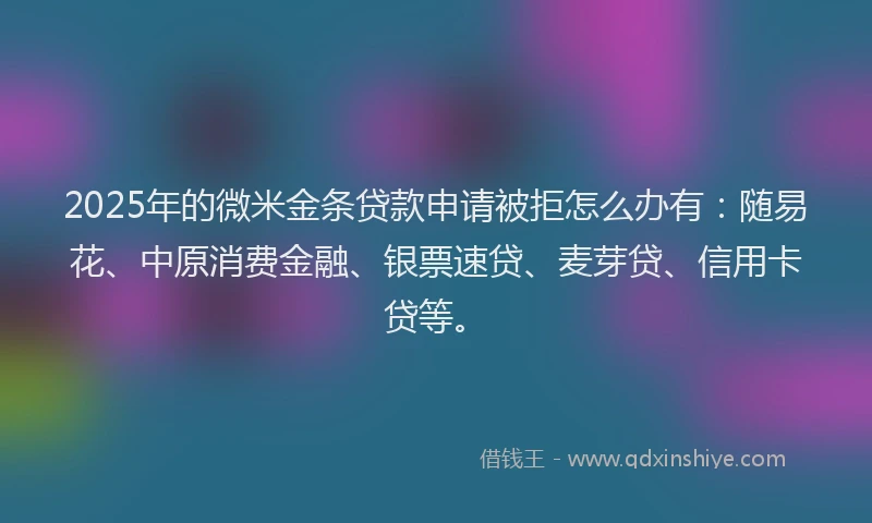 2025年的微米金条贷款申请被拒怎么办有：随易花、中原消费金融、银票速贷、麦芽贷、信用卡贷等。