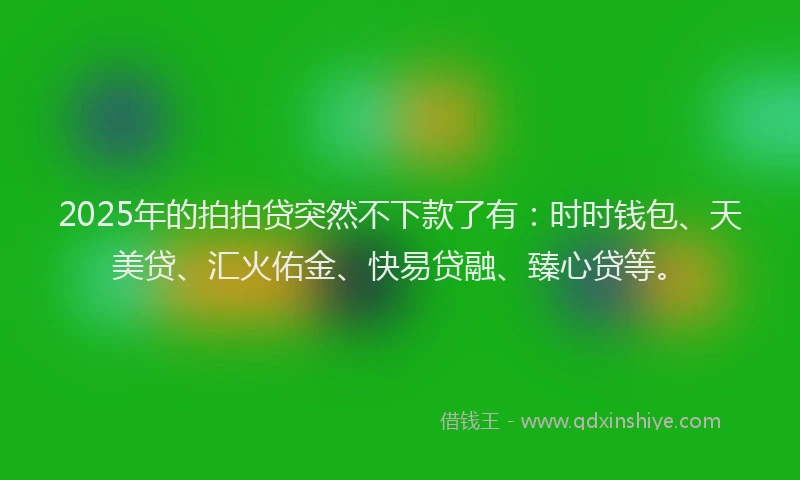2025年的拍拍贷突然不下款了有：时时钱包、天美贷、汇火佑金、快易贷融、臻心贷等。