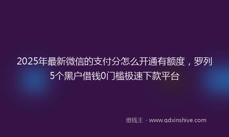 2025年最新微信的支付分怎么开通有额度，罗列5个黑户借钱0门槛极速下款平台