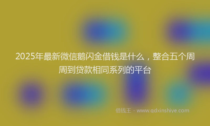 2025年最新微信鹅闪金借钱是什么，整合五个周周到贷款相同系列的平台