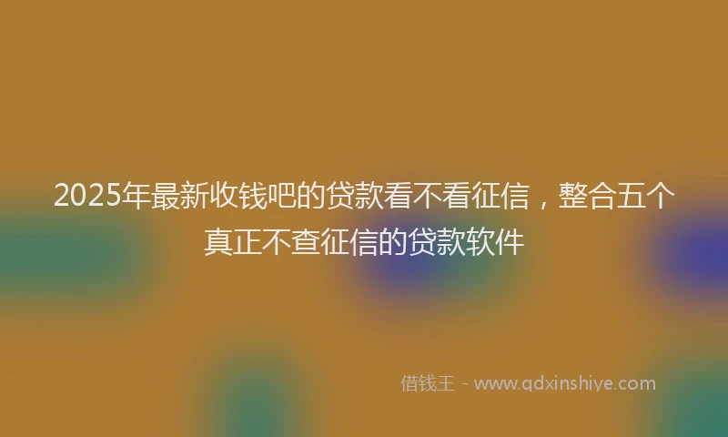 2025年最新收钱吧的贷款看不看征信，整合五个真正不查征信的贷款软件
