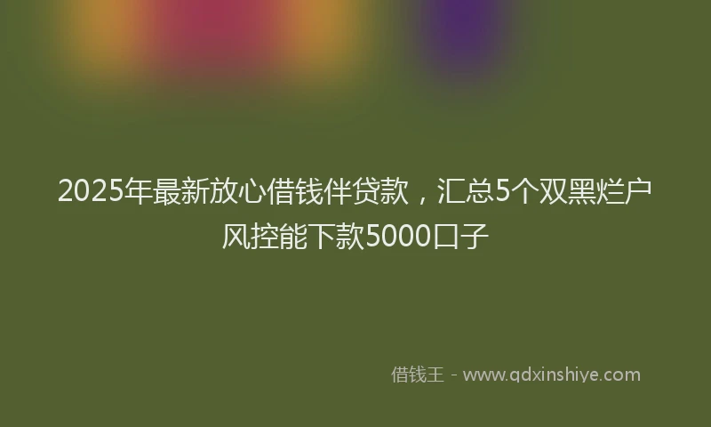 2025年最新放心借钱伴贷款，汇总5个双黑烂户风控能下款5000口子