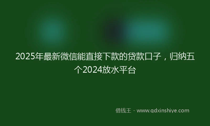 2025年最新微信能直接下款的贷款口子，归纳五个2024放水平台