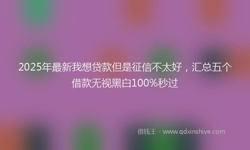 2025年最新我想贷款但是征信不太好，汇总五个借款无视黑白100%秒过