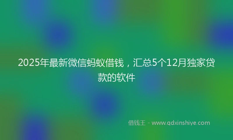 2025年最新微信蚂蚁借钱，汇总5个12月独家贷款的软件