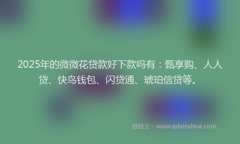 2025年的微微花贷款好下款吗有：甄享购、人人贷、快鸟钱包、闪贷通、琥珀信贷等。