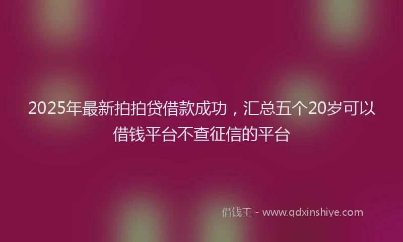 2025年最新拍拍贷借款成功，汇总五个20岁可以借钱平台不查征信的平台
