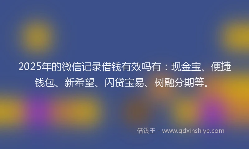 2025年的微信记录借钱有效吗有：现金宝、便捷钱包、新希望、闪贷宝易、树融分期等。