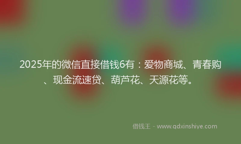 2025年的微信直接借钱6有：爱物商城、青春购、现金流速贷、葫芦花、天源花等。