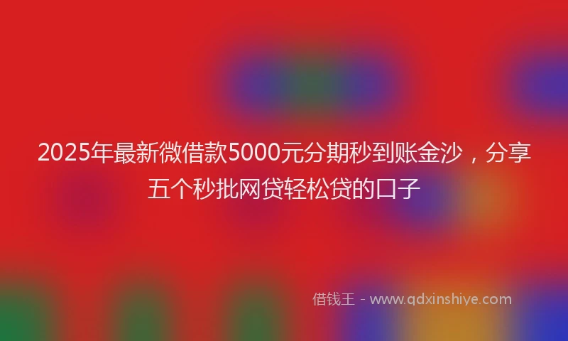 2025年最新微借款5000元分期秒到账金沙，分享五个秒批网贷轻松贷的口子