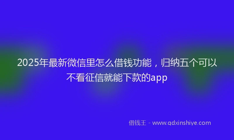 2025年最新微信里怎么借钱功能，归纳五个可以不看征信就能下款的app