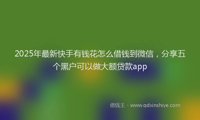 2025年最新快手有钱花怎么借钱到微信，分享五个黑户可以做大额贷款app