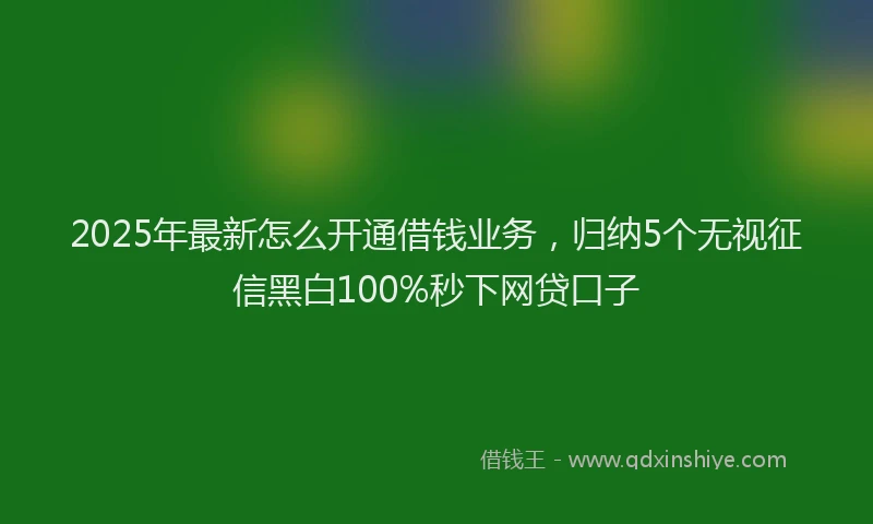 2025年最新怎么开通借钱业务，归纳5个无视征信黑白100%秒下网贷口子