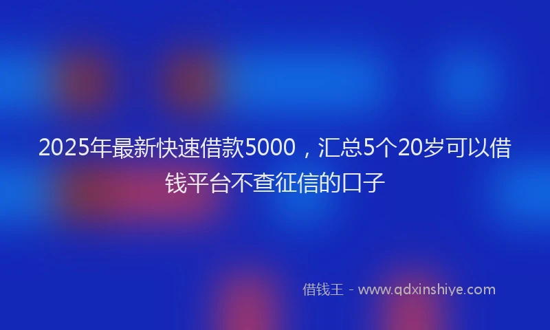2025年最新快速借款5000，汇总5个20岁可以借钱平台不查征信的口子