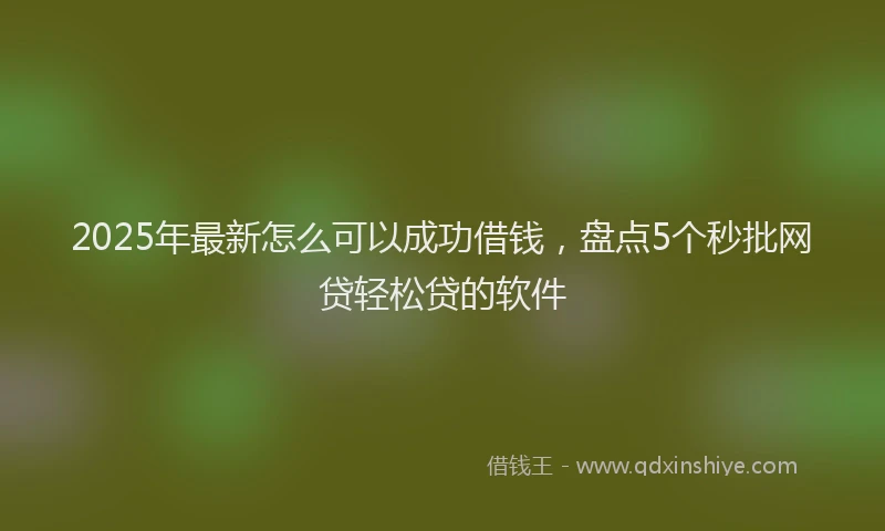 2025年最新怎么可以成功借钱，盘点5个秒批网贷轻松贷的软件